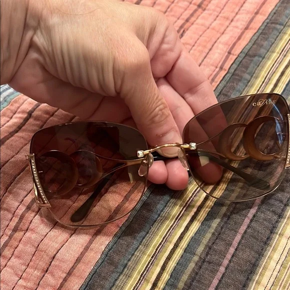 Caviar Gold and Brown Aviator Sunglasses with Metal Frame